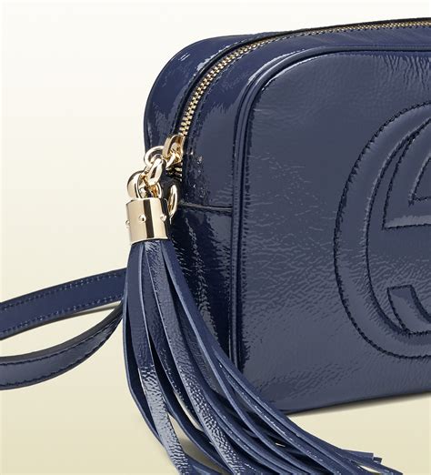 gucci soho navy blue|Gucci Navy Blue Patent Leather Small Soho Disco Crossbody Bag.